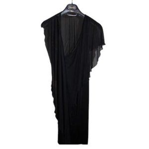 Gianna Versace Asymmetric Backless Sheer Net Panel Draped Dress